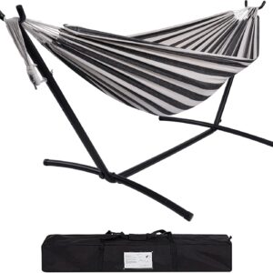Double Hammock with Steel Stand Portable Heavy Duty Outdoor Patio