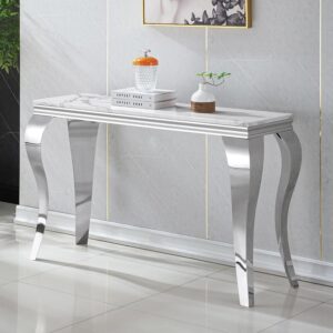 Modern Marble Console Table 47 Inch White Entryway Sofa Table