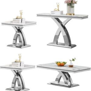 Modern Marble Coffee Table Set 4 Piece Living Room Tables