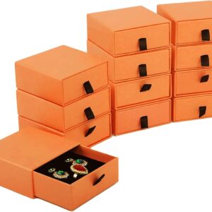 12-Pack Velvet-Lined Compact Drawer Style Jewelry Gift Boxes — 3.93"x3.93"x1.65", Stackable, Multiple Colors