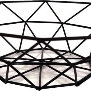 Iron Arts Metal Wire Fruit Bowl with Hollow Geometric Design — Kitchen Counter and Table Centerpiece