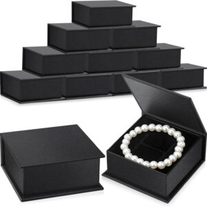 12-Pack 3.15" Cardboard Jewelry Gift Boxes with Magnetic Lids and Cotton Fill — Rings and Earrings