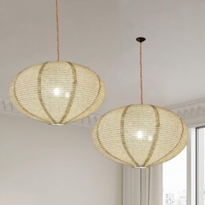 Handmade Linen Pendant Lampshade — Foldable, Minimalist Boho Design for Bedroom, Kitchen, and Living Room