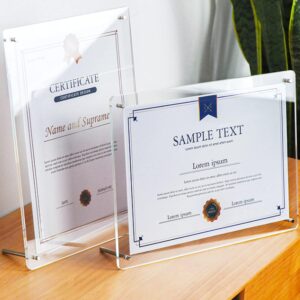 2-Pack 8.5x11 Clear Acrylic Picture Frame — Multi-Size Display, Vertical or Horizontal Tabletop Stand