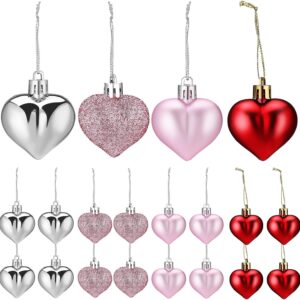 48-Piece Valentine's Day Heart Ornaments Set for Trees, Wreaths, and Anniversary Decorations