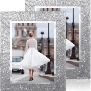 2-Pack 5x7 Silver Glitter Picture Frame with 4mm Polished Glass — Horizontal or Vertical, Wall or Desk