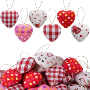 30-Piece Fabric Heart Hanging Ornaments in 6 Buffalo Plaid and Check Styles — Valentine's and Home Décor
