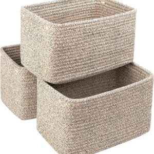 Set of 3 Hand-Woven Black Cotton Rope Storage Baskets — 11"x7"x7", Shelf, Bathroom, and Home Décor